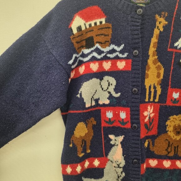 Charter Club By Jame Justin Navy Blue Noah's Ark Wool Blend Cardigan Size Small - Picture 4 of 8